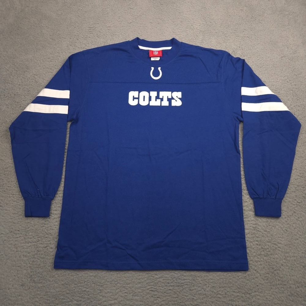 Indianapolis Colts VF Imagewear Long Sleeve Shirt Mens Large Blue NFL Cotton